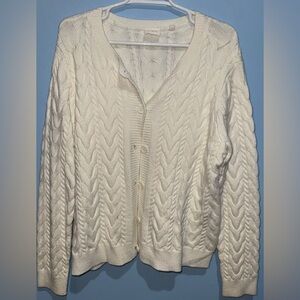 Cyrus Women's White Cable Knit Cardigan